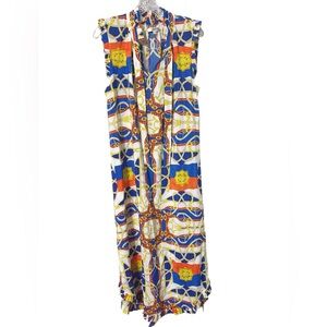 Tyler Boe Scarlet Silk Equestrian Print Midi Dress Sz L EUC Preppy Luxury